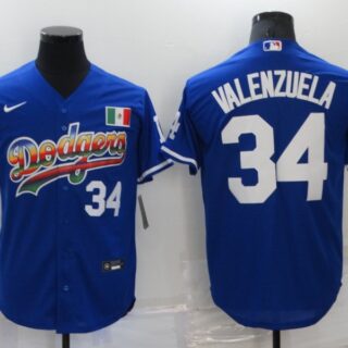 Men's Los Angeles Dodgers #34 Toro Valenzuela Royal Stitched Baseball Jersey