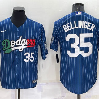 Men's Los Angeles Dodgers #35 Cody Bellinger Navy Mexico World Series Cool Base Stitched Baseball Jersey