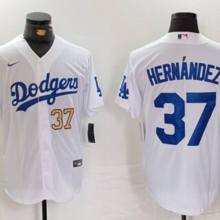 Men's Los Angeles Dodgers #37 Teoscar Hernandez White Cool Base Stitched Baseball Jerseys