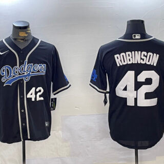 Men's Los Angeles Dodgers #42 Jackie Robinson Black 2024 World Series Cool Base Stitched Baseball Jerseys
