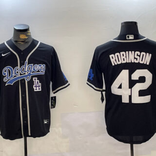 Men's Los Angeles Dodgers #42 Jackie Robinson Black 2024 World Series Cool Base Stitched Baseball Jerseys