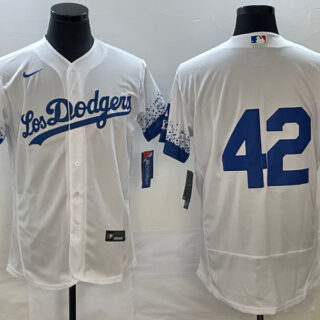 Men's Los Angeles Dodgers #42 Jackie Robinson White City Connect Flex Base Stitched Baseball Jersey