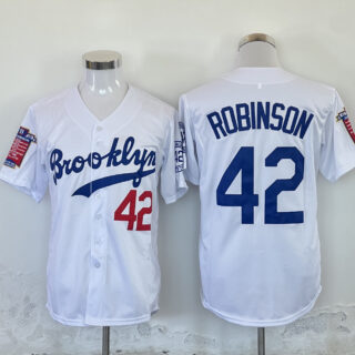 Men's Los Angeles Dodgers #42 Jackie Robinson White Stitched Baseball Jersey