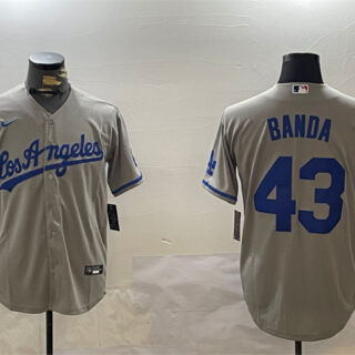 Men's Los Angeles Dodgers #43 Anthony Banda Grey Cool Base Stitched Baseball Jersey