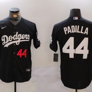 Men's Los Angeles Dodgers #44 Vicente Padilla Black Cool Base Stitched Baseball Jerseys