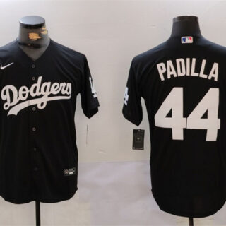 Men's Los Angeles Dodgers #44 Vicente Padilla Black Cool Base Stitched Baseball Jersey