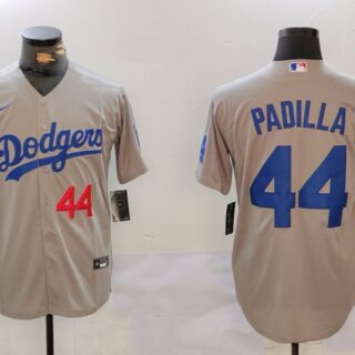 Men's Los Angeles Dodgers #44 Vicente Padilla Grey Cool Base Stitched Baseball Jerseys