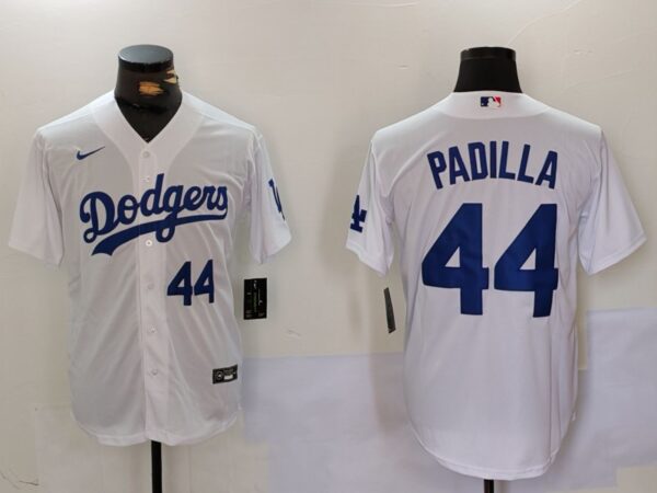 Men's Los Angeles Dodgers #44 Vicente Padilla White Cool Base Stitched Baseball Jerseys