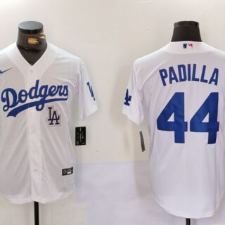 Men's Los Angeles Dodgers #44 Vicente Padilla White Cool Base Stitched Baseball Jerseys