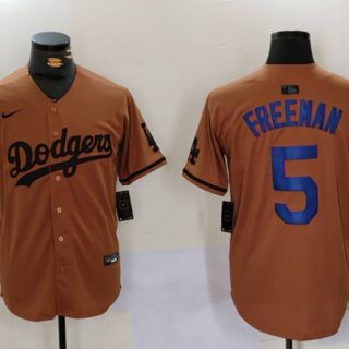 Men's Los Angeles Dodgers #5 5 Freddie Freeman Brown Cool Base Stitched Baseball Jerseys