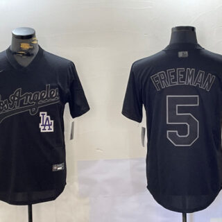 Men's Los Angeles Dodgers #5 Black Cool Base Stitched Baseball Jerseys
