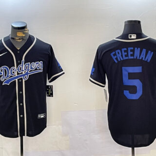 Men's Los Angeles Dodgers #5 Freddie Freeman Black 2024 World Series Cool Base Stitched Baseball Jerseys