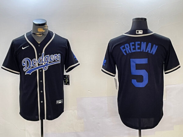 Men's Los Angeles Dodgers #5 Freddie Freeman Black 2024 World Series Cool Base Stitched Baseball Jerseys