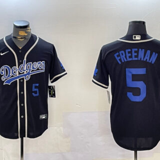 Men's Los Angeles Dodgers #5 Freddie Freeman Black 2024 World Series Cool Base Stitched Baseball Jerseys