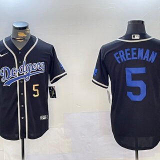 Men's Los Angeles Dodgers #5 Freddie Freeman Black 2024 World Series Cool Base Stitched Baseball Jerseys