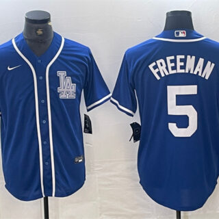 Men's Los Angeles Dodgers #5 Freddie Freeman Blue Cool Base Stitched Baseball Jersey