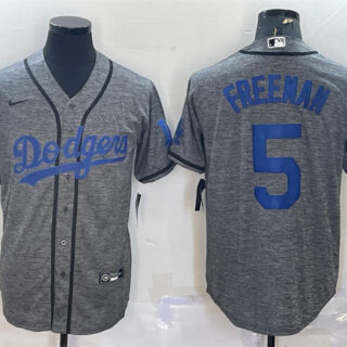 Men's Los Angeles Dodgers #5 Freddie Freeman Grey Cool Base Stitched Jersey