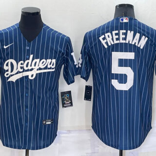 Men's Los Angeles Dodgers #5 Freddie Freeman Navy Cool Base Stitched Jersey