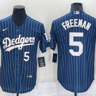 Men's Los Angeles Dodgers #5 Freddie Freeman Navy Cool Base Stitched Jerseys