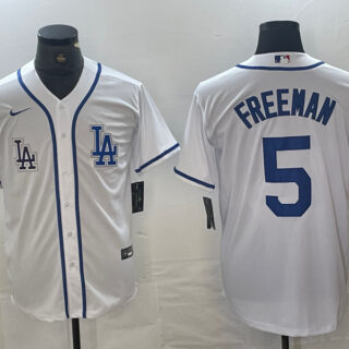 Men's Los Angeles Dodgers #5 Freddie Freeman White Cool Base Stitched Baseball Jersey