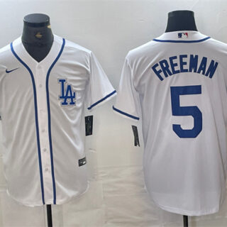 Men's Los Angeles Dodgers #5 Freddie Freeman White Cool Base Stitched Baseball Jersey