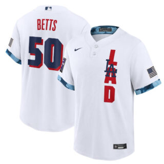 Men's Los Angeles Dodgers #50 Mookie Betts 2021 White All-Star Cool Base Stitched MLB Jersey
