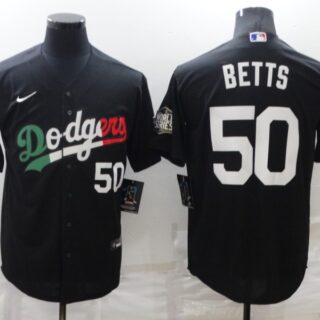 Men's Los Angeles Dodgers #50 Mookie Betts Black Cool Base Stitched Baseball Jerseys