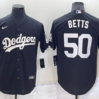 Men's Los Angeles Dodgers #50 Mookie Betts Black Cool Base Stitched Jerseys