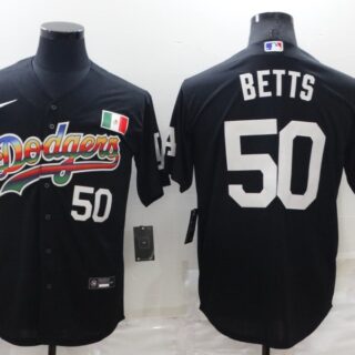 Men's Los Angeles Dodgers #50 Mookie Betts Black Stitched Baseball Jersey