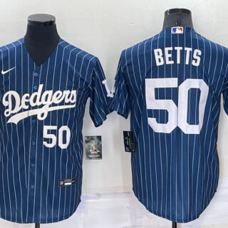 Men's Los Angeles Dodgers #50 Mookie Betts Navy Cool Base Stitched Baseball Jersey