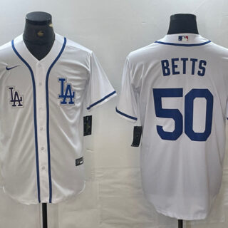 Men's Los Angeles Dodgers #50 Mookie Betts White Cool Base Stitched Baseball Jersey