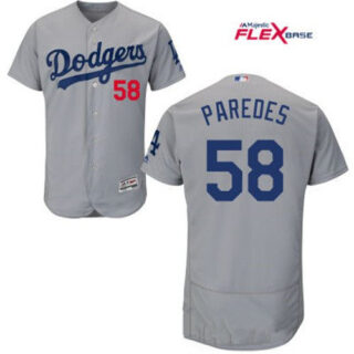 Men's Los Angeles Dodgers #58 Edward Paredes Gray Alternate Stitched MLB Majestic Flex Base Jersey