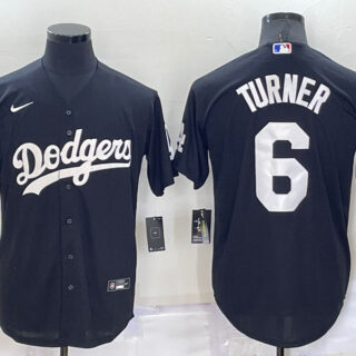 Men's Los Angeles Dodgers #6 Trea Turner Black Cool Base Stitched Baseball Jerseys