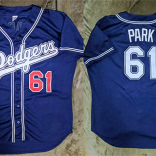 Men's Los Angeles Dodgers #61 Chan Ho Park Navy Cool Base Stitched Baseball Jersey