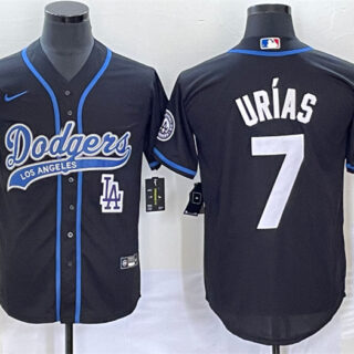 Men's Los Angeles Dodgers #7 Julio Urías Black With Patch Cool Base Stitched Baseball Jersey