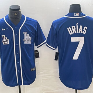 Men's Los Angeles Dodgers #7 Julio Urías Blue Cool Base Stitched Baseball Jersey