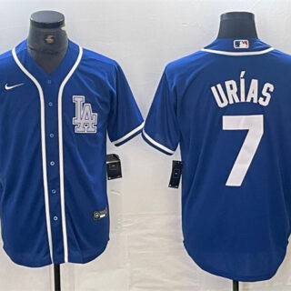 Men's Los Angeles Dodgers #7 Julio Urías Blue Cool Base Stitched Baseball Jersey