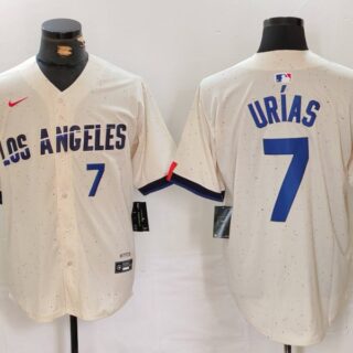 Men's Los Angeles Dodgers #7 Julio Urías Cream Stitched Baseball Jersey2