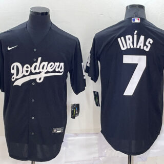 Men's Los Angeles Dodgers #7 Julio Urias Black Cool Base Stitched Jerseys