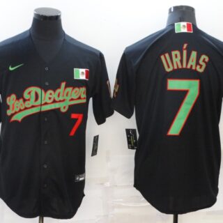 Men's Los Angeles Dodgers #7 Julio Urias Black With Los Angeles Green Mexico 2020 World Series Stitched MLB Jersey
