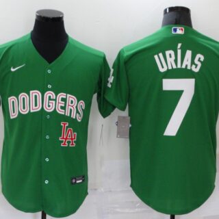 Men's Los Angeles Dodgers #7 Julio Urias Green 2021 Mexican Heritage Stitched Baseball Jersey