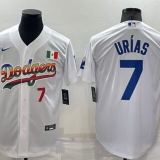 Men's Los Angeles Dodgers #7 Julio Urias White Cool Base Stitched Baseball Jersey