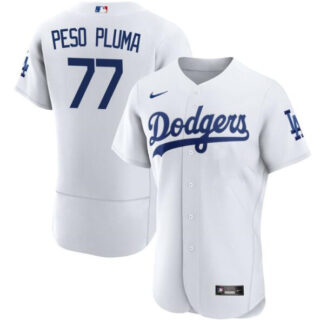 Men's Los Angeles Dodgers #77 Peso Pluma White Flex Base Stitched Baseball JerseyS