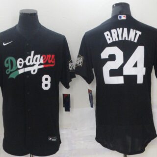 Men's Los Angeles Dodgers #8 #24 Kobe Bryant Black Mexico 2020 World Series Flex Base Nike Jersey