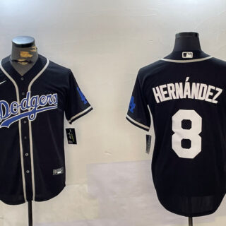 Men's Los Angeles Dodgers #8 Enrique Hernandez Black 2024 World Series Cool Base Stitched Baseball Jerseys