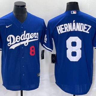 Men's Los Angeles Dodgers #8 Enrique Hernandez Blue Cool Base Stitched Baseball Jersey
