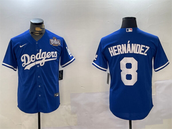 Men's Los Angeles Dodgers #8 Enrique Hernandez Royal 2024 World Series Cool Base Stitched Baseball Jersey