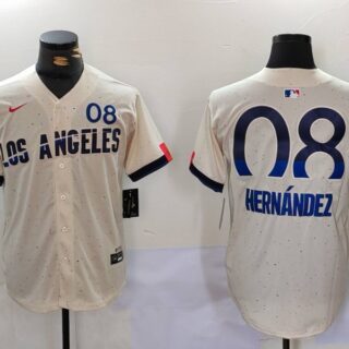 Men's Los Angeles Dodgers #8 Kike Hernandez Cream 2024 City Connect Limited Stitched Baseball Jersey