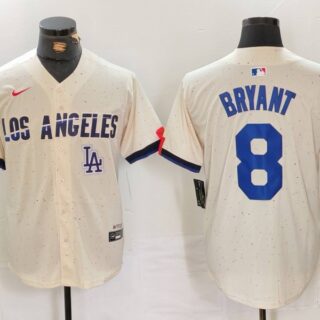 Men's Los Angeles Dodgers #8 Kike Hernandez Cream Stitched Baseball Jerseys
