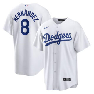Men's Los Angeles Dodgers #8 Kike Hernandez White Cool Base Stitched Jersey